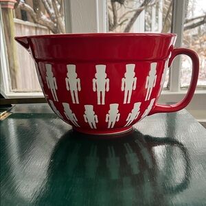 Red Nutcracker Mixing, Batter Bowl with handle and spout